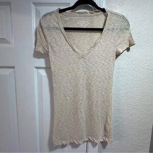 J. Crew Beige V-Neck Short Sleeve Tee